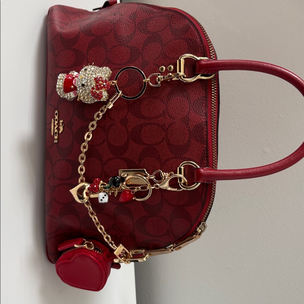 Coach Red Satchel with Gold Details - Picture 3 of 8
